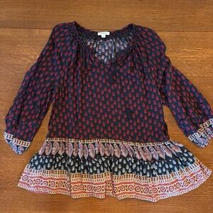 beachlunchlounge Red and Black Paisley Blouse